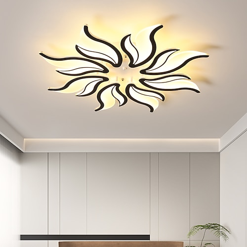 3-flammig 5-flammig 60/68/78/90/100 cm Dimmbar Cluster-Design Deckenleuchten Metall Acryl Geschichtet Künsterlischer Stil Moderner Stil Lackierte Oberflächen Schwarz LED Modern 110-120V 220-240V Image
