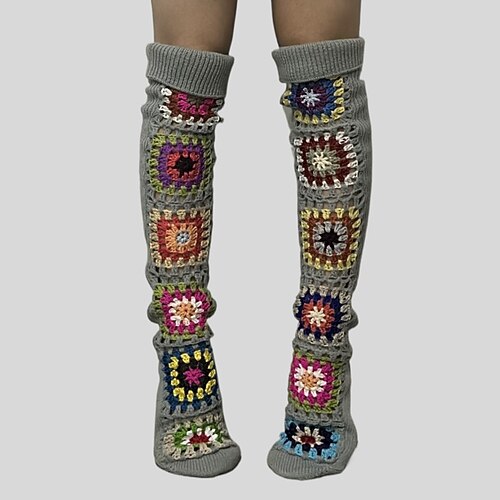 Damen Knielange Socken Strümpfe Outdoor Ferien Blume Polyester Basic Lässig Elastisch Warm 1 Paar Image