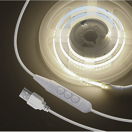 5-V-USB-COB-LED-Licht, 1 Meter, 320 LEDs, zeitgesteuerte Abschaltung nach 60 Sekunden, 6-stufige Dimmung mit 1,5-Meter-USB-Kabel, geeignet für Küche, Schlafzimmer, Display, Party, Heim, Image