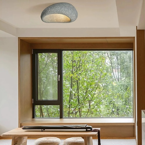 Ovaler kreativer Deckenlampenschirm, moderne Deckenleuchte im Wabi-Sabi-Stil, eleganter nordischer Wohnzimmer-Deckenleuchter, minimalistische Deckenlampe Image