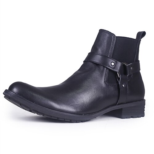 Herrenstiefeletten aus Wildleder – lässige Chelsea-Stiefel mit Retro-Schnallenriemen für die Arbeit und das Wochenend-Outfit Image