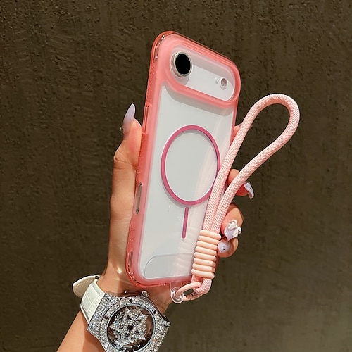 Handy Hülle Handyhüllen Für iPhone 17 Pro Max 17 Air 16 15 14 Pro Max Plus 13 Pro Max Rückseite mit Trageriemen Unterstützt kabelloses Laden Nicht vergilbend Retro TPU Acryl Image