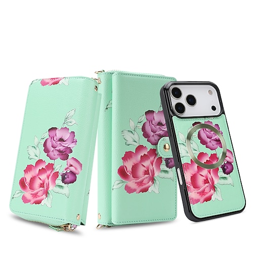 Handy Hülle Handyhüllen Für iPhone 17 Pro Max 17 Air 16 15 14 Pro Max Plus 13 Pro Max Brieftaschenhülle Abnehmbar Vollschutz mit Trageriemen Retro Echtes Leder Image