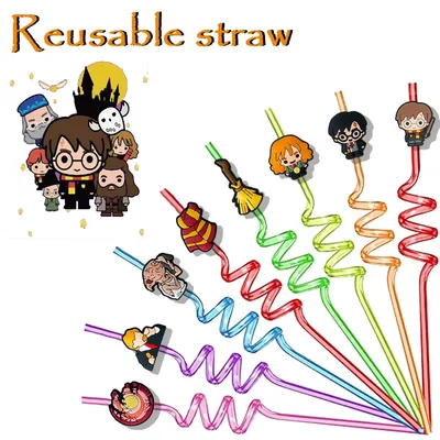 6/12/18/24pcs Harry Potter Cartoon Drinking Straws For Kids Birthday Party Decorations Favors Gifts for Kids Wedding Favors