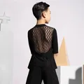 Ragazzi Ballo latino Top Camicia con scollo a V Bambini Concorso di danza latina Costumi Bambini Rumba Cha Cha Vestiti Nero Bianco