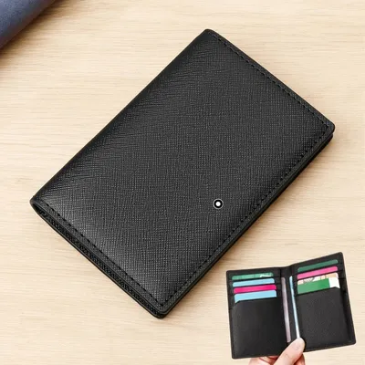 High End Business Sle Genuine Leather Card Holder Wallet Men Multi Slots Bank Credit Card Case ID Card Holder Minimalist Bag Bla