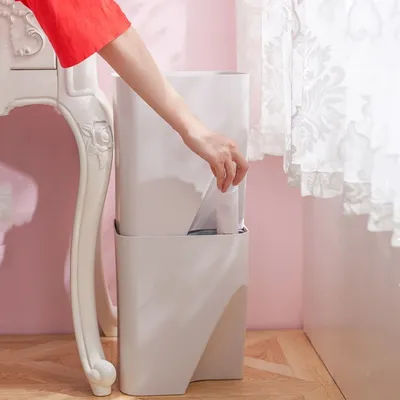 Sorting Garbage Can, Household Living Room Kitchen Sorting Paper Basket With Lid, Can Be Stacked Trash Bin Bathroom Accessories