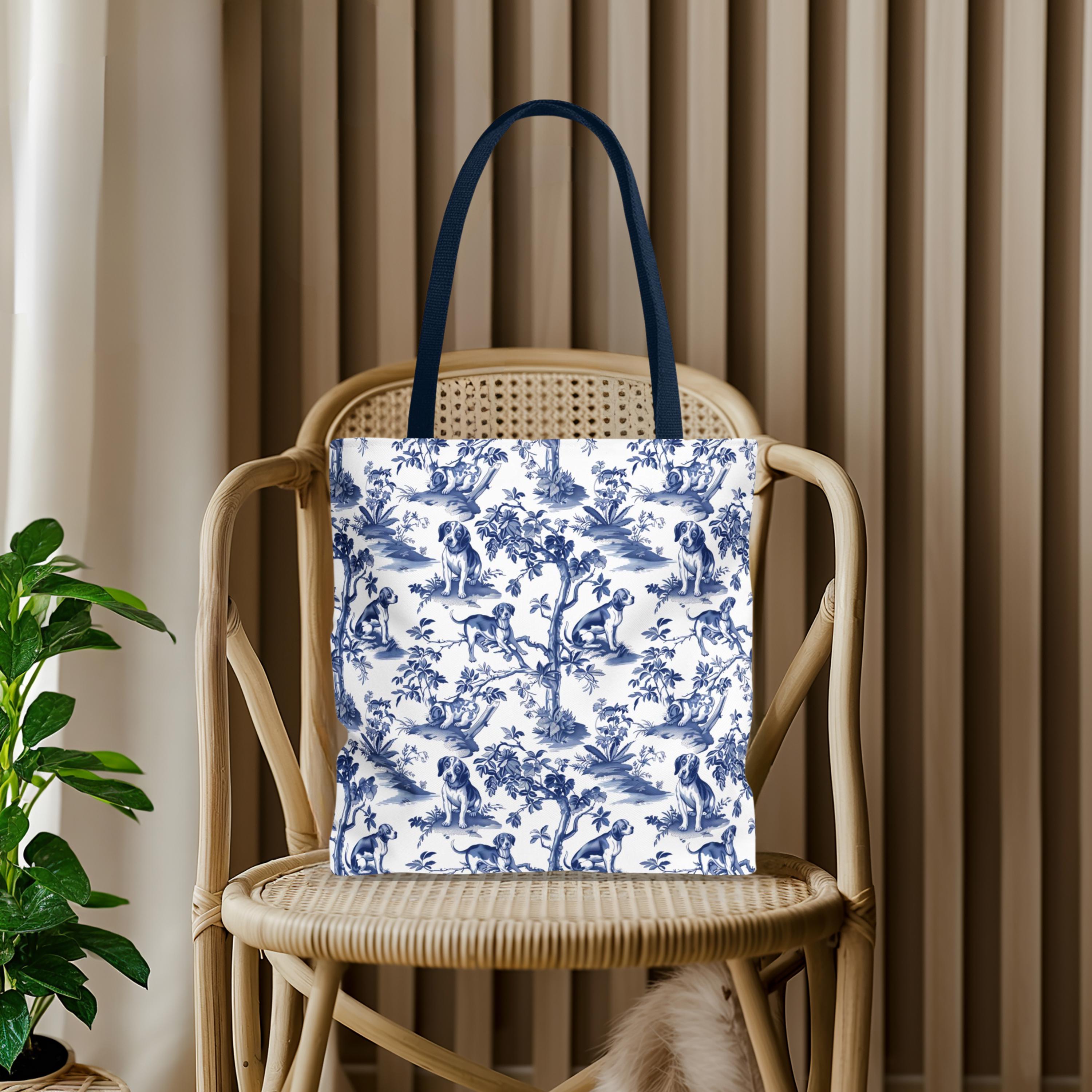 Borsa tote in tela blu Beagle, borsa per tutti i giorni per libri e shopping, borsa tote in tela francese Beagle Lovers, borsa tote riutilizzabile per