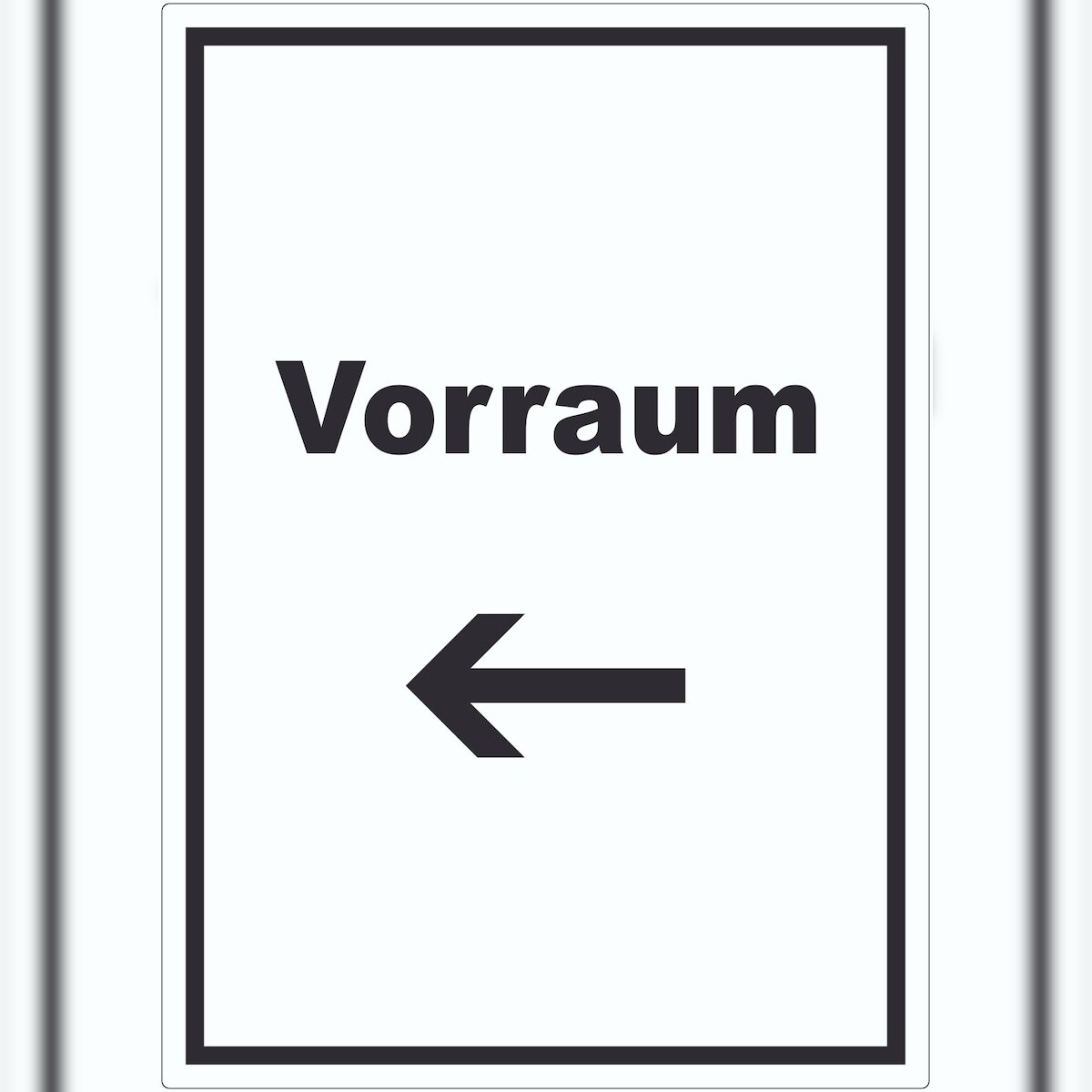 HB-Druck Vorraum Aufkleber mit Text und Richtungspfeil links Diele Vorzimmer hochkant A2 (420x594mm) Image