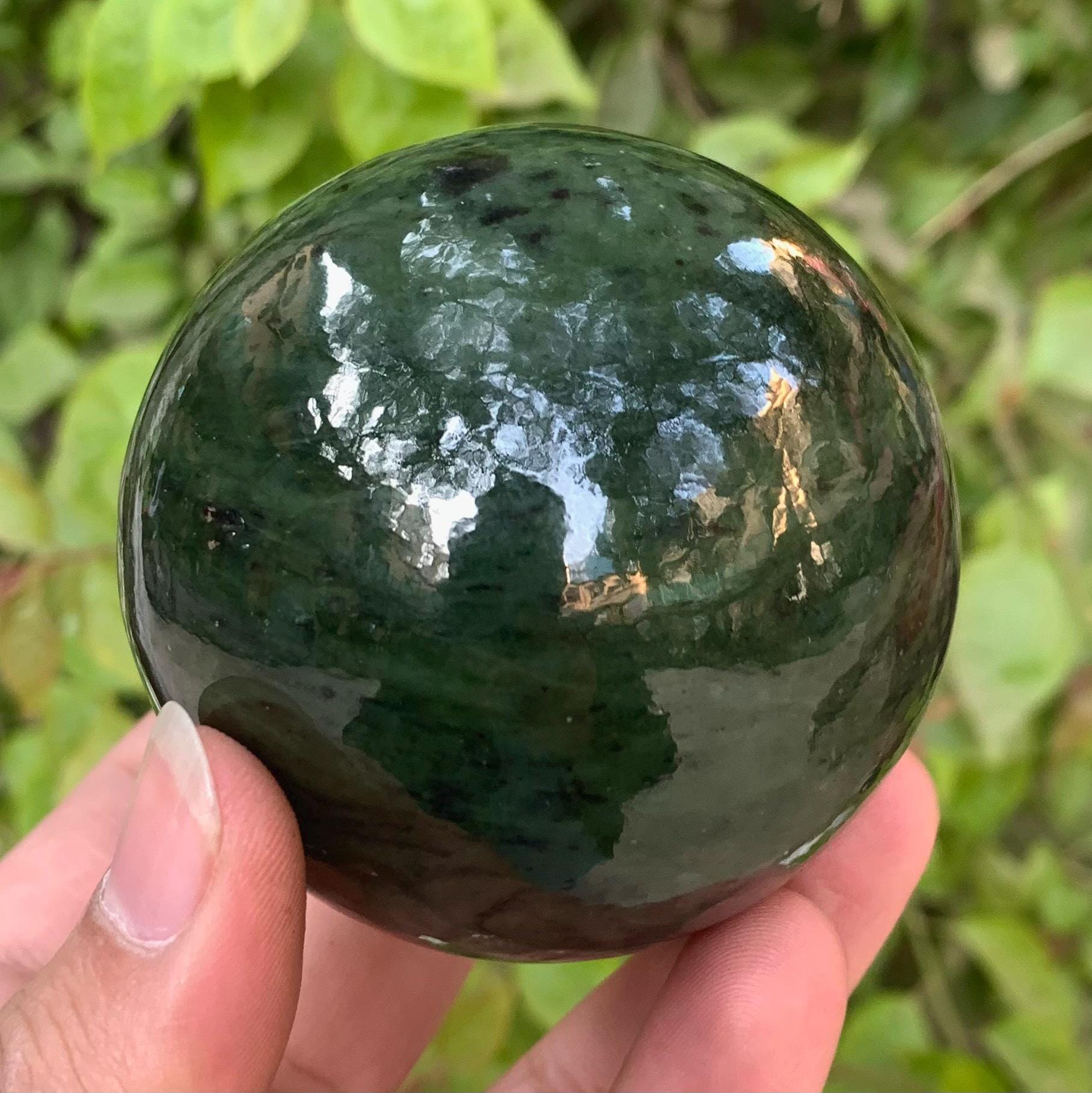 525 g Giada nefrite verde di altissima qualità, Giada nefrite, Sfera di nefrite, Sfera di giada nefrite, Sfera di giada, Palla di nefrite, Palla di gi