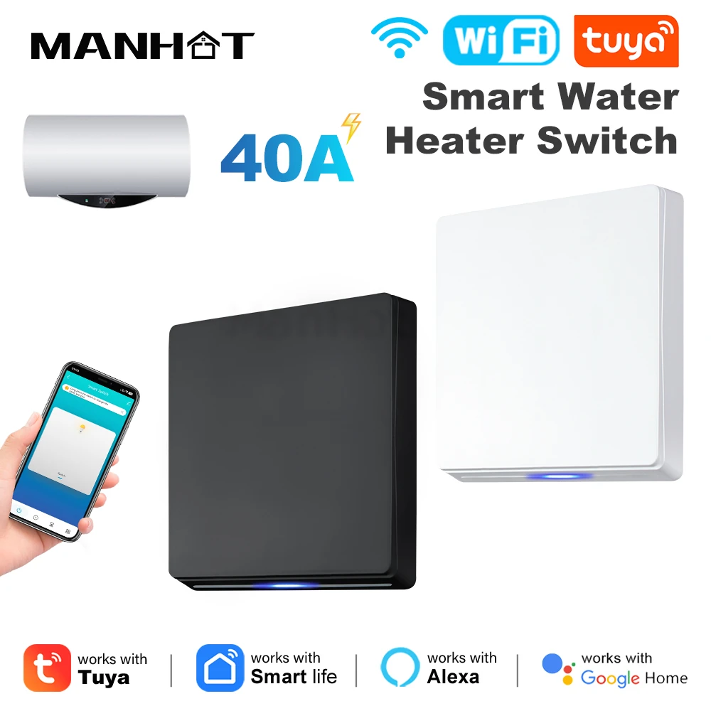 Tuya WiFi 40A 8800W Smart EU Kessel Schalter Smart Wasser Heizung Push Button Schalter App Remote Timer Steuerung für Alexa Google Hause Image