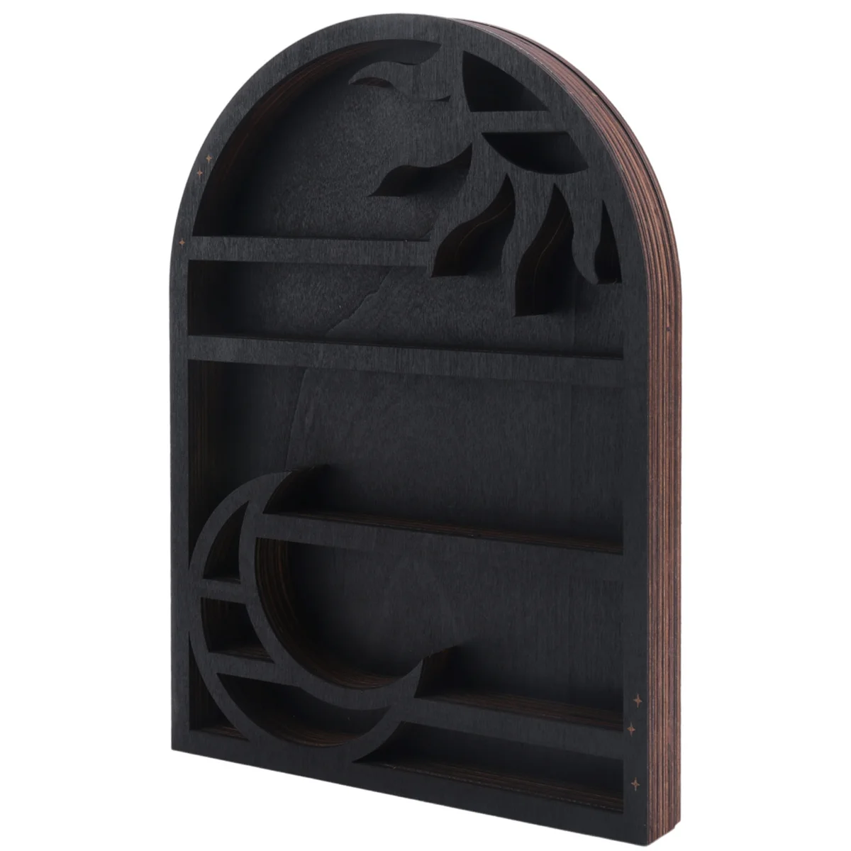 Holzlagerregal – Stilvolles und praktisches Wandregal, Halbmond-Sonnen- und Mond-Kristallregal GSY Image