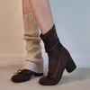 Bogen High Heels Stiefeletten für Frauen Elegante Schuhe 2025, Winter Designer Pumps Gothic Stiefel Neue Walking Chelsea Mujer De Botas