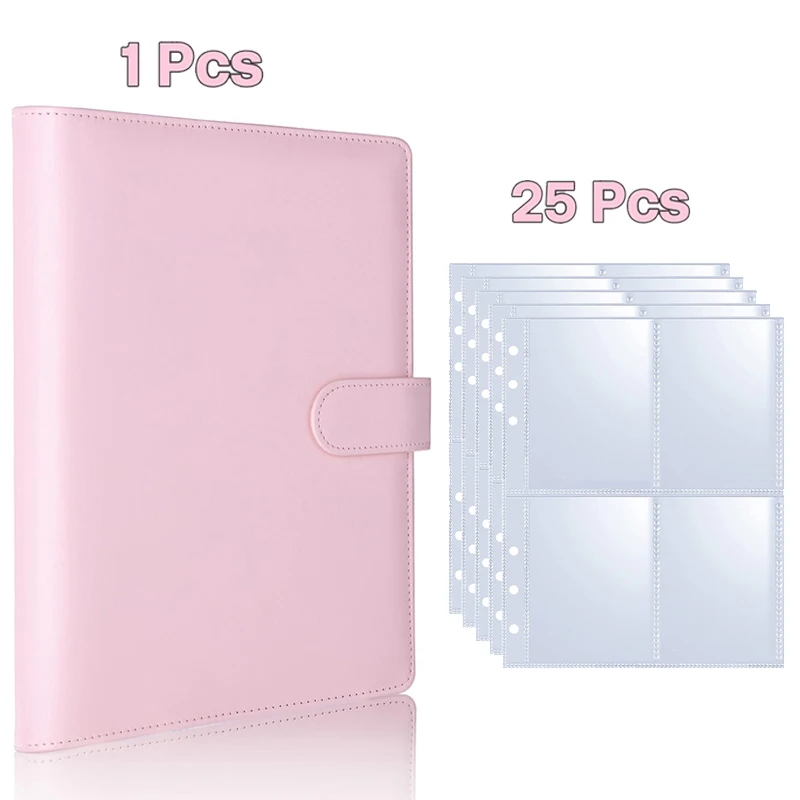 25 Stück Seiten (4 Gitter) Fotokarte A5-Binder Kpop Fotoalben Idolkarten Loseblatt Sammelbuchbinder Binder Fotokartenhalter Image