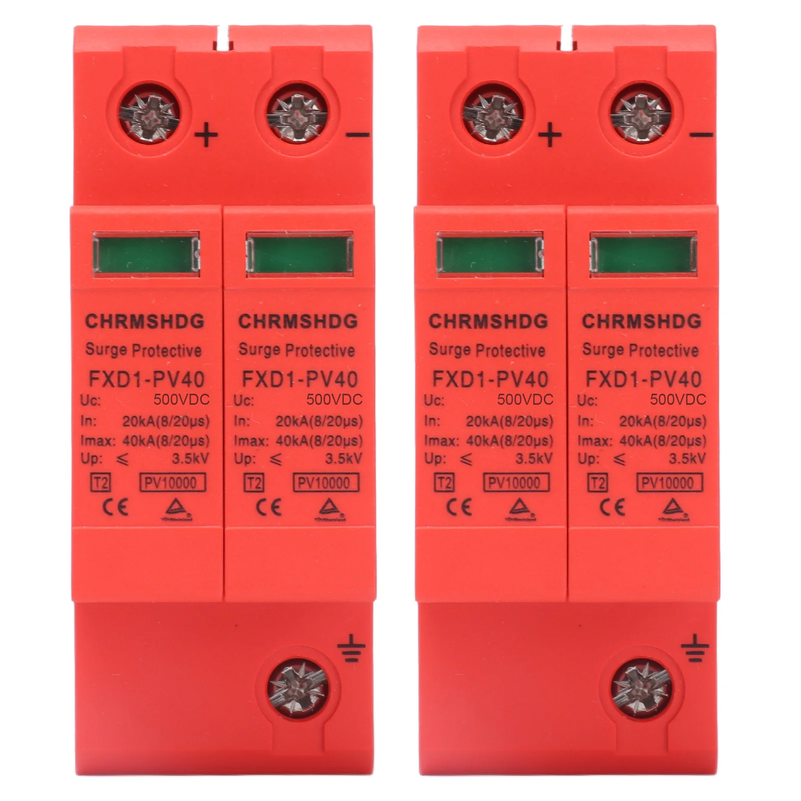 FXD1‐PV40 SPD-Schutzgeräte DC-Photovoltaik-Ableiter 2P-Schieneninstallation PC Flammhemmendes Material mit visuellem Fenster Image