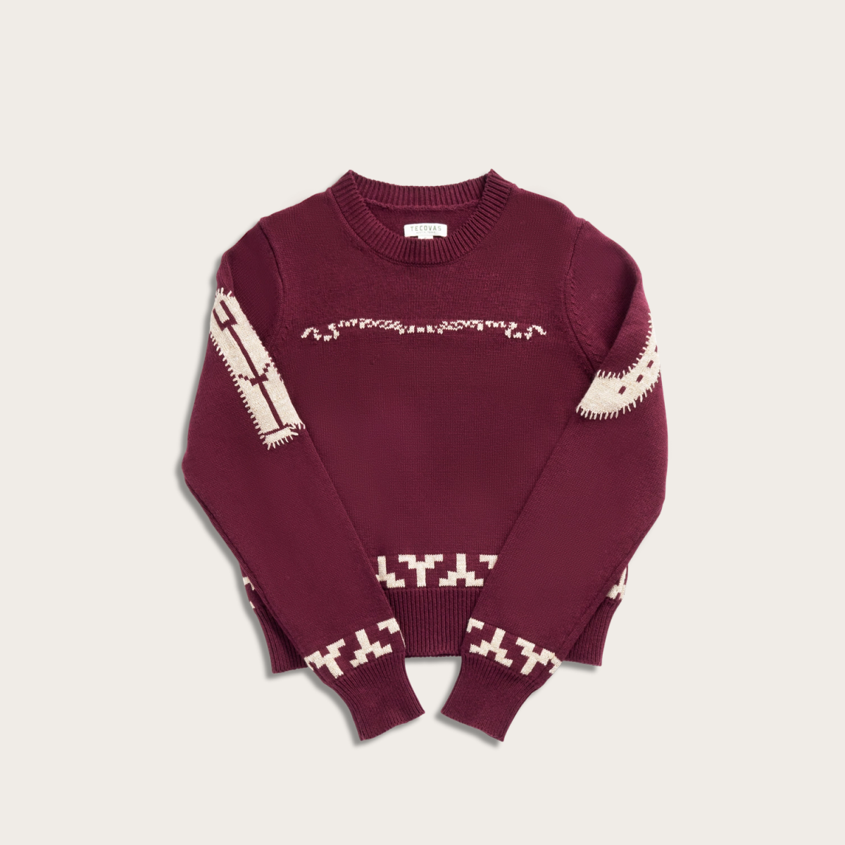 Tecovas Women's Crew Neck Lucky Boots Sweater, Burgundy, Cotton, Size Small