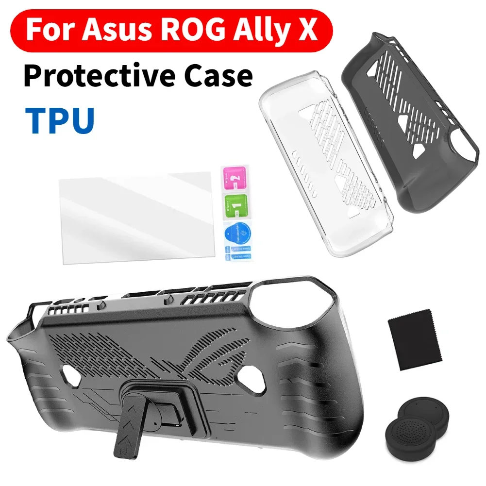 Für Asus ROG Ally X TPU-Schutzhülle, stoßfest, mit Ständer, sturzsicher, kratzfest, Rundumschutz, Spielzubehör Image
