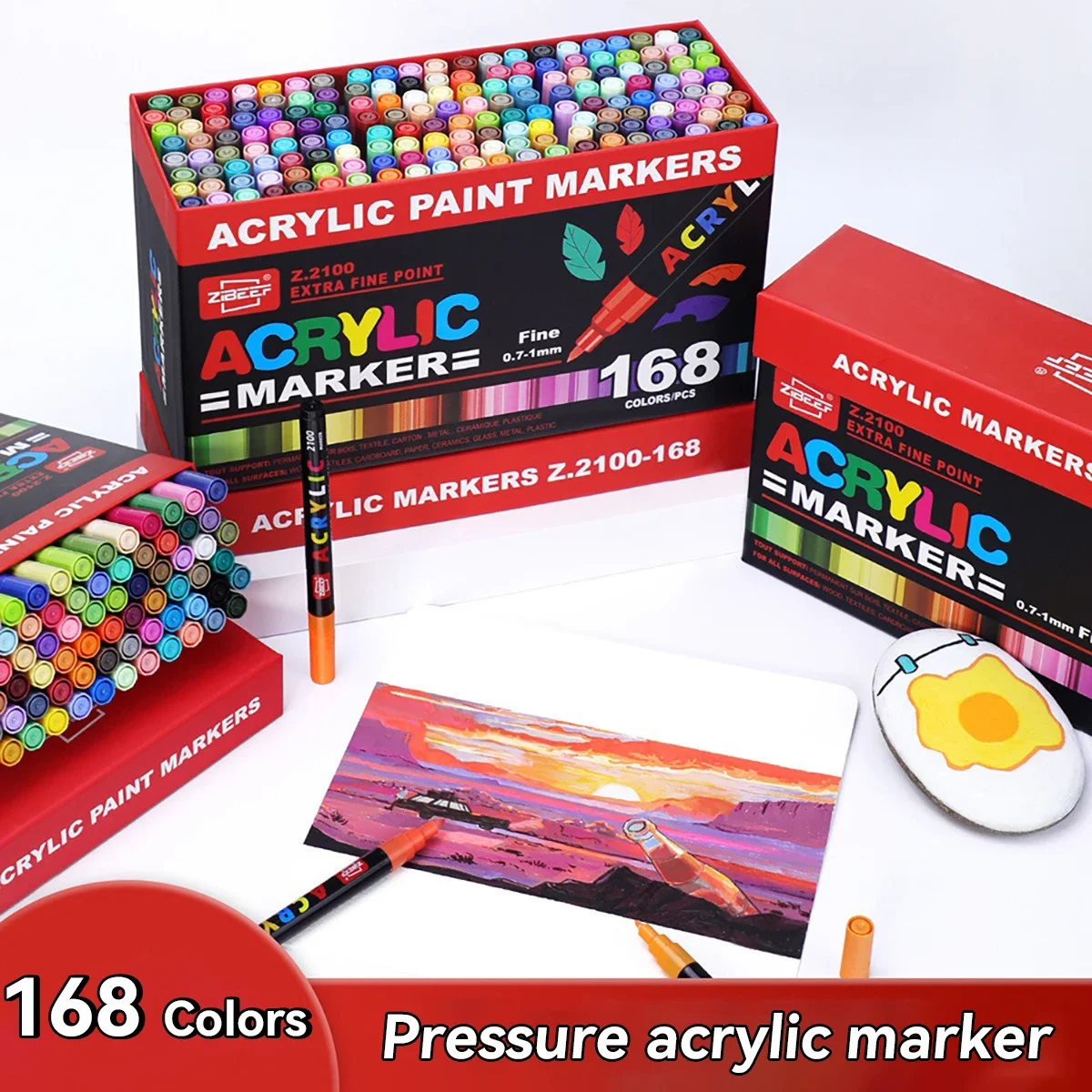 36 bis 240 Farben Acryl-Farbstifte-Set, Premium-Acryl-Marker für Stein, Glas, Stoff, lebendige Farben, Künstlerbedarf, Schreibwaren Image