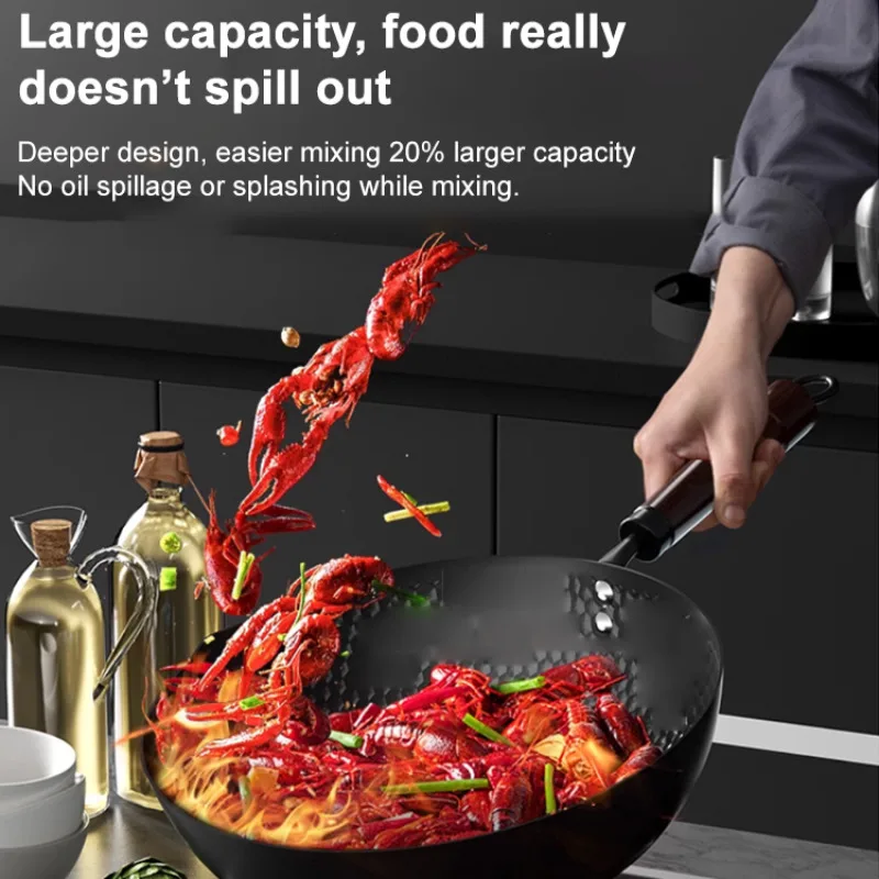 Beschichtungsfreie, gesunde Bratpfanne aus reinem Eisen, antihaftbeschichtete Gusseisenpfanne mit passender Eisenpfanne, sichere, langlebige Kochleistung Image