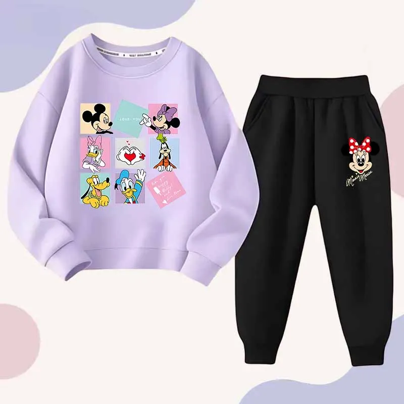 Disney Frühling Herbst Baby kinder Mode Set Tragen Trend Chic Cartoon Anime Gedruckt kinder Langarm Sport 2Pcs Sweatshirt