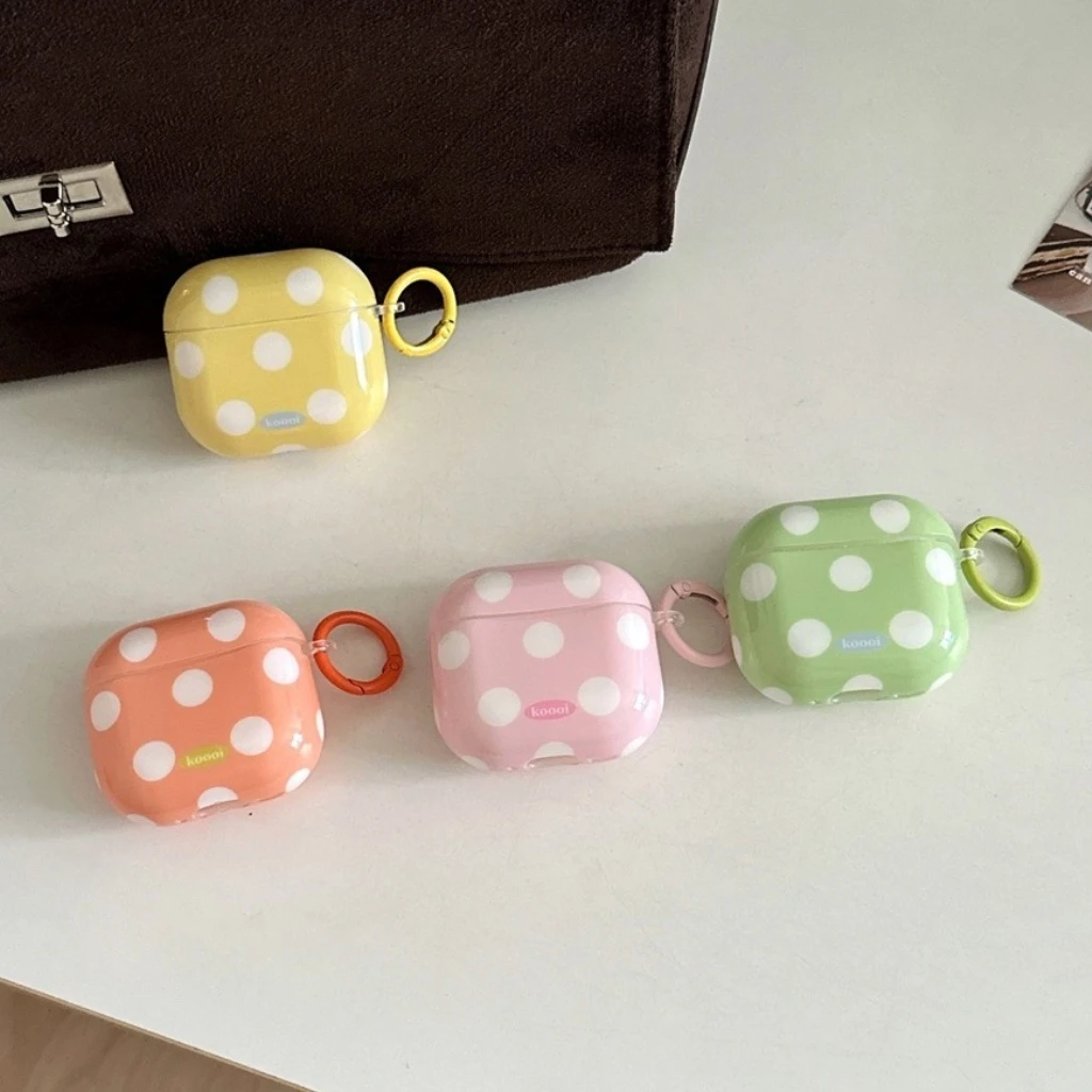 Niedliche Dopaminfarben-Kollisions-Kopfhörerhülle mit kreisförmigen Punkten und Haken für AirPods 1 oder 2, 3, 4, Pro 2 Image