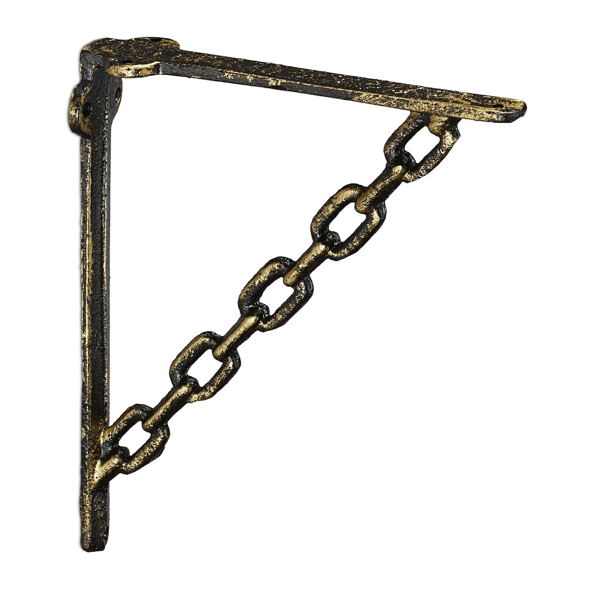 Relaxdays Regalwinkel Gusseisen, 2er Set, Antik, Vintage Regalträger, Ketten-Motiv, Wandhalter für Regalboden, bronze Image