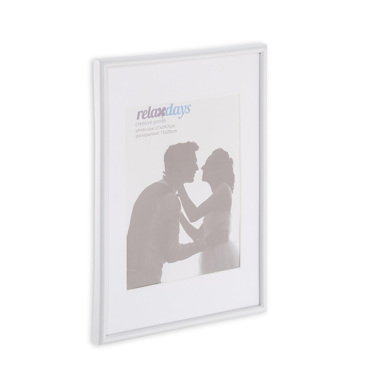 Relaxdays Bilderrahmen 2er Set, Din A4, Passepartout 15x20 cm, Glasscheibe, Fotorahmen zum Stellen oder Hinhängen, weiß Image