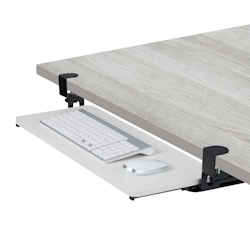 Relaxdays Tastaturablage, 65 x 24 cm, ausziehbar, klemmbar, ergonomisch, Tastatur Schublade Unterbau, modern, weiß Image