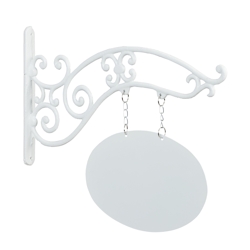 Relaxdays Wandschild Gusseisen, Schild zum Beschriften, nostalgisches Ladenschild mit Ausleger, Bar, Eingang, weiß Image