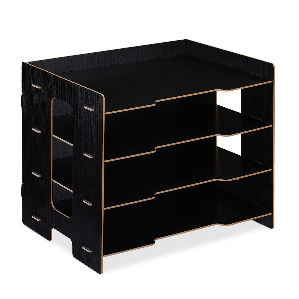 Relaxdays Briefablage, Büro Organizer aus MDF, A4 Papier, 3 Fächer, Dokumentenablage HxBxT: 27 x 32,5 x 25 cm, schwarz Image