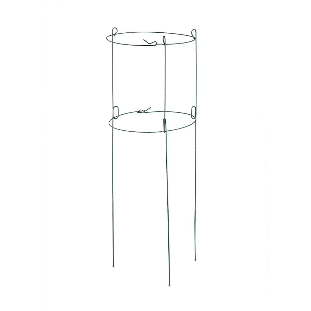 Relaxdays Rankhilfe 6er Set, Metall, runde Pflanzenstütze Tomaten & Gurken, HxD: 76 x 26 cm, 2 Ringe, Gurkenturm, grün Image