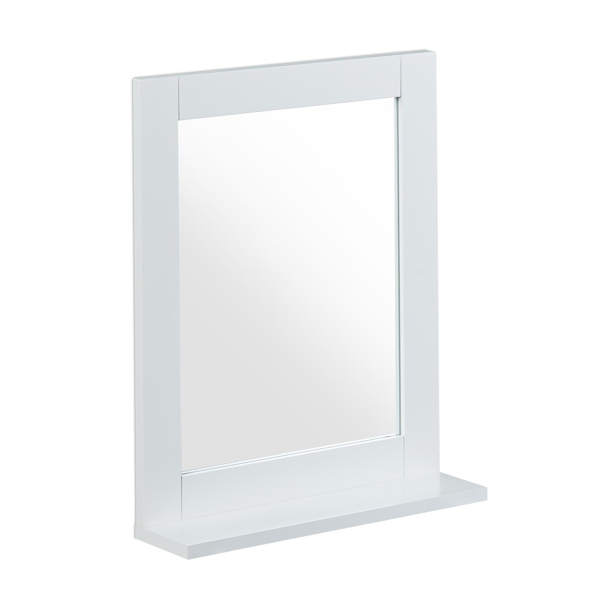 Relaxdays Wandspiegel, mit Ablage, Bad, Wohnzimmer, Flur, eckig, modern, MDF, Badezimmerspiegel, HBT: 49x40x10 cm, weiß Image