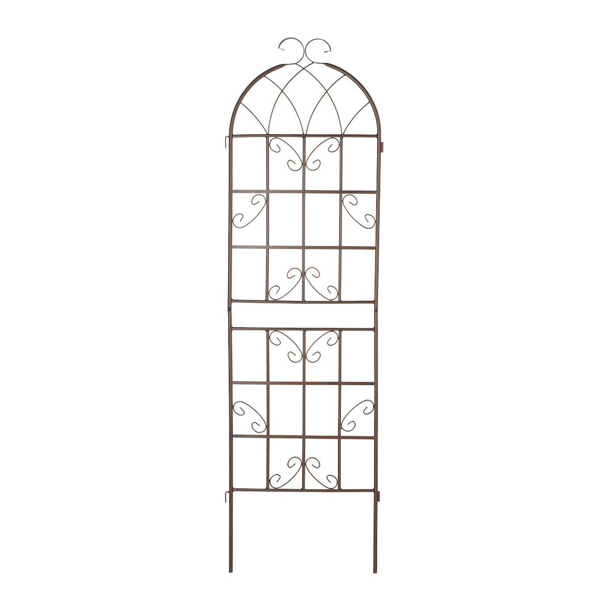 Relaxdays Rankgitter 2er Set, HxB: 179 x 52 cm, Rankhilfe für Kletterpflanzen, Metall, Rankspalier zum Stecken, braun Image