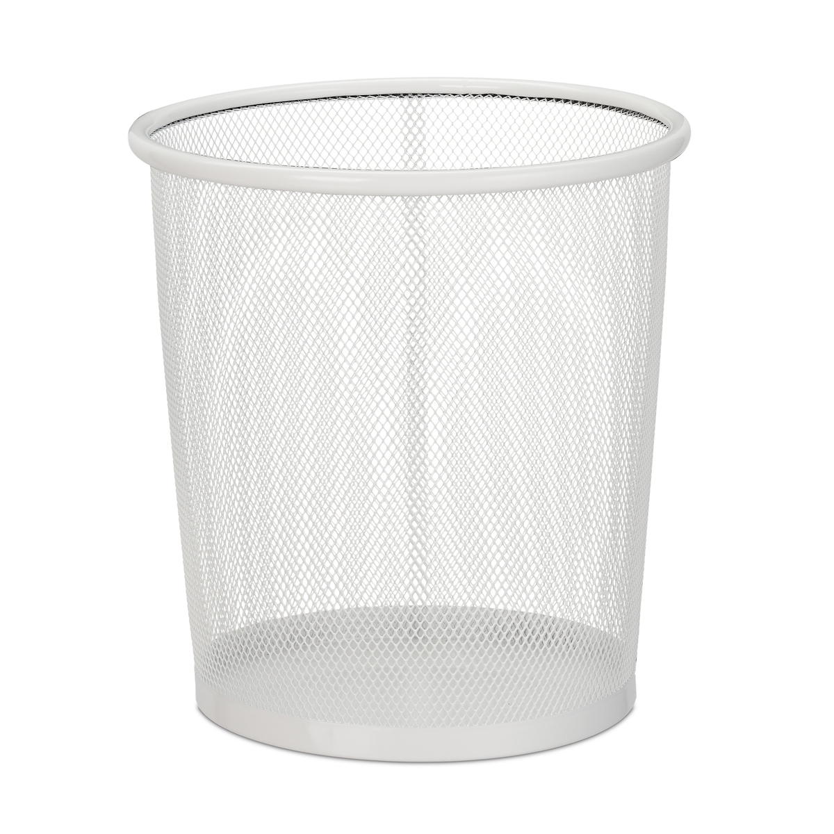 Relaxdays Papierkorb, Büro & Jugendzimmer, offen, rund, Drahtgeflecht, Papiermülleimer, Metall, H x D: 24 x 23 cm, weiß Image