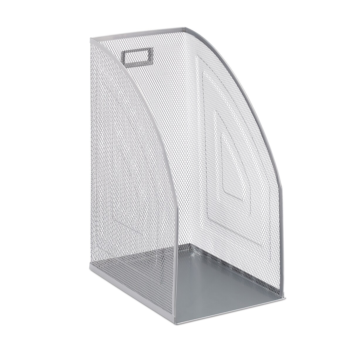 Relaxdays Stehsammler Metall, DIN A4, Stehordner breit, Mesh, Zeitschriftensammler Büro, HBT: 32 x 16 x 24,5 cm, silber Image