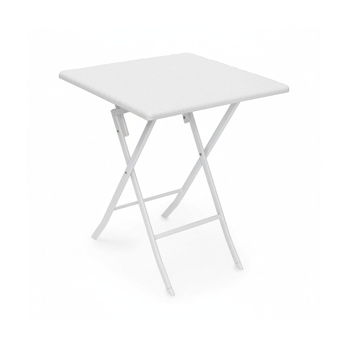 Relaxdays Gartentisch klappbar BASTIAN quadratisch H x B x T: 74 x 61,5 x 61,5 cm, Metall, Kunststoff, Rattan-Optik, weiß Image