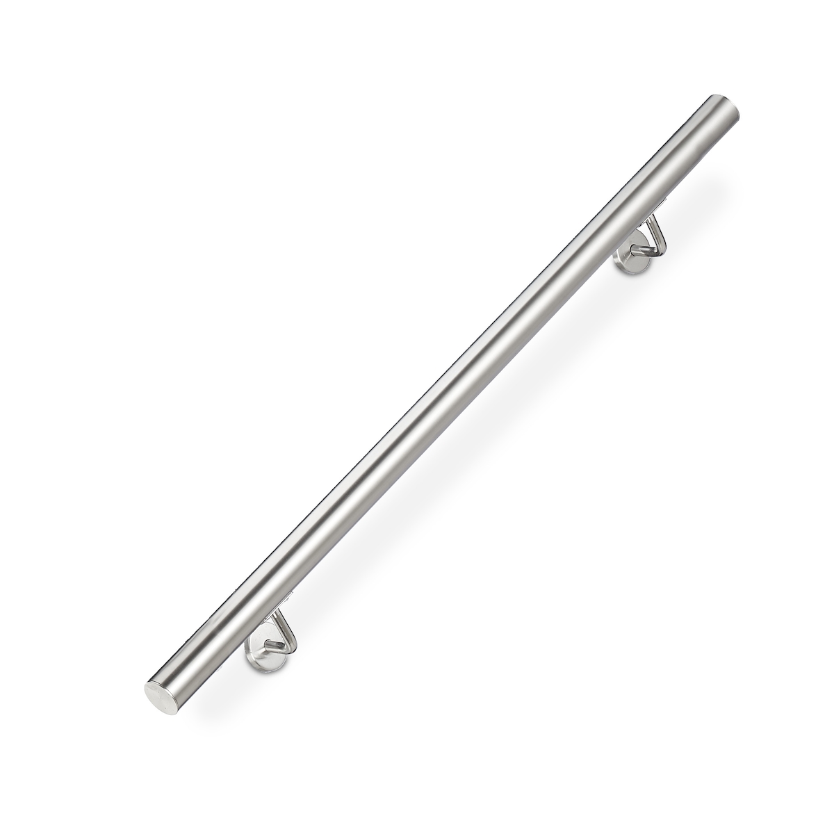 Relaxdays Handlauf, 304er Edelstahl, matt, rundes Treppengeländer, innen & außen, 100 cm, Ø 42 mm, mit Halterung, silber Image