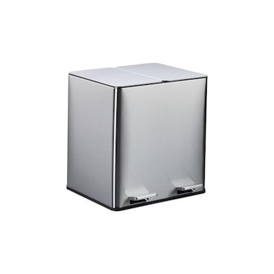 Relaxdays Mülleimer 2 x 15 Liter, Küchenmülleimer mit Geruchsfilter, Biomüll, Absenkautomatik und Trittpedal, silber Image
