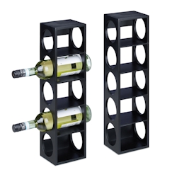 Relaxdays Weinregal für 5 Flaschen, 2er Set, Weinständer Bambus, HBT 53 x 14 x 12 cm, Weinhalter stehend, Küche, schwarz Image