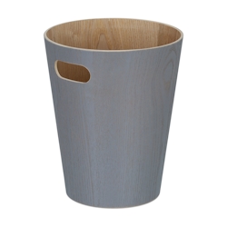 Relaxdays Papierkorb Holz, runder Mülleimer mit Griff, 7,5 L, ohne Deckel, HxD: 28 x 23 cm, Abfalleimer Büro, dunkelgrau Image