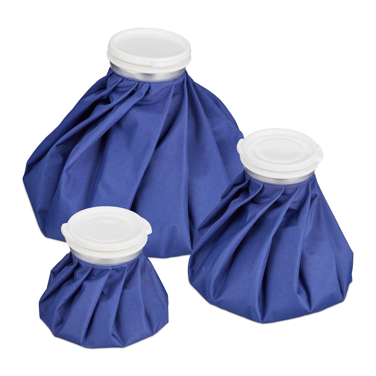 Relaxdays Eisbeutel zum Kühlen, 3 Kühlpads, Warm- & Kaltanwendung, auslaufsicher, wiederverwendbar, elastisch, blau Image