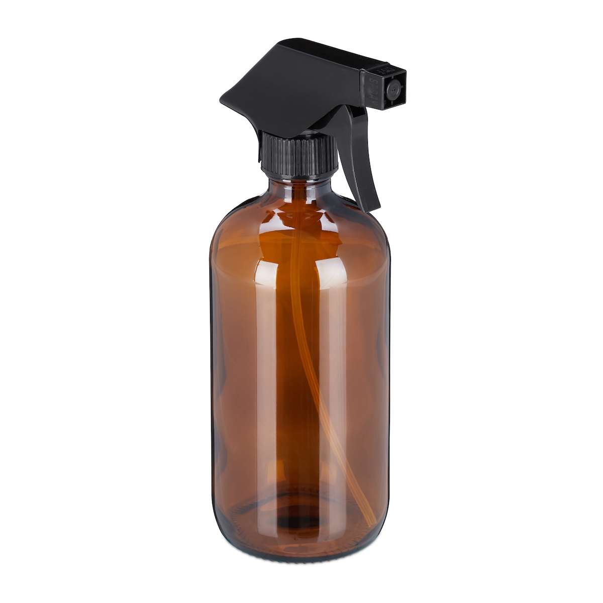 Relaxdays Sprühflasche Glas, 2x 500 ml, Set, nachfüllbar, Nebel & Strahl, Haarpflege, Reinigung, Zerstäuber, leer, braun Image