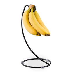 Relaxdays Bananenhalter, Metall, H x D: 33 x 17 cm, gegen Druckstellen, Bananen Aufbewahrung, Bananenständer, schwarz Image