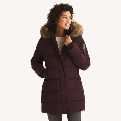 Nautica Women's Faux Fur Hood Puffer Jacket 619 (Barely Pink), S