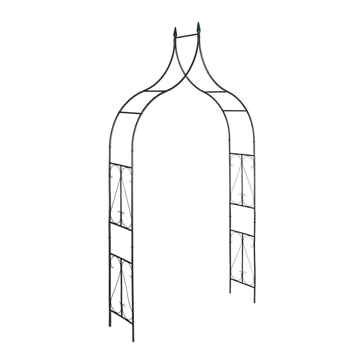 Relaxdays Rosenbogen Metall, Torbogen Garten, HxBxT: 270 x 145 x 37 cm, stabiler Rankbogen für Kletterpflanzen, schwarz Image