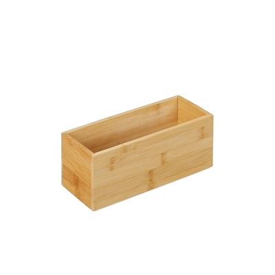 Relaxdays Ordnungsbox Bambus, schmale Aufbewahrungsbox ohne Deckel, HBT 9,5x23x9 cm, Bambusbox Küche, Bad, Büro, natur Image