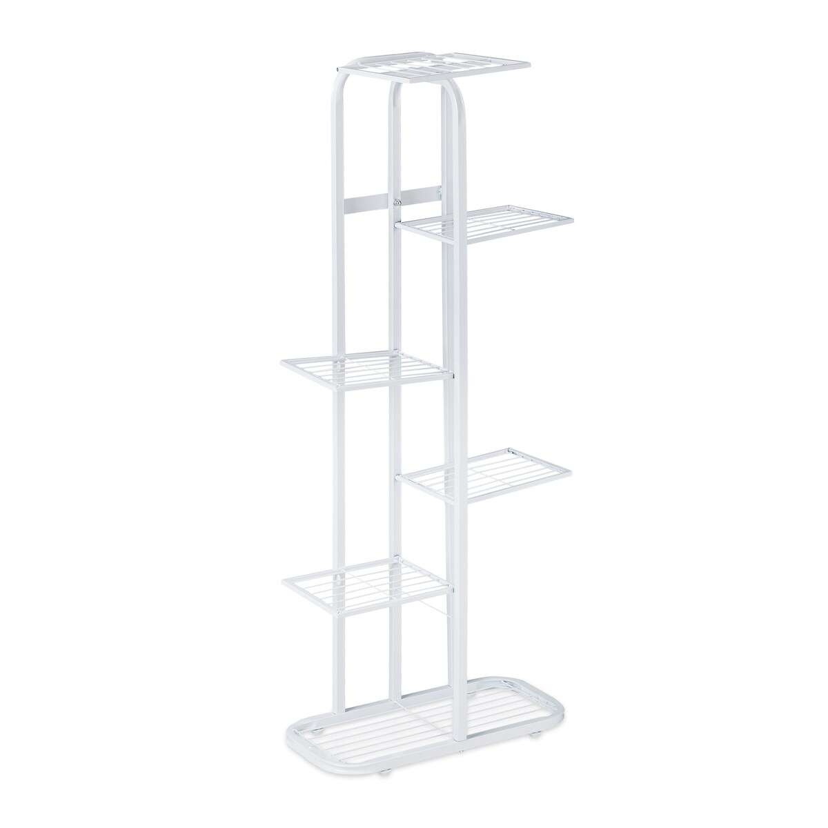 Relaxdays Blumentreppe Metall, 6-stufige Blumenetagere, außen & innen, HBT 107 x 44 x 24 cm, Pflanzenregal, weiß Image