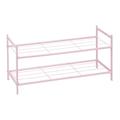 Relaxdays Schuhregal, 6 Paar Schuhe, 2 Ebenen, offen, erweiterbar, HxBxT: 34,5 x 70 x 26 cm, Metall, Schuhablage, rosa