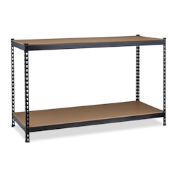 Relaxdays Werkbank, 2 verstellbare Arbeitsplatten, HxBxT: 92 x 150 x 60 cm, Arbeitstisch für Werkstatt, Stahl, schwarz Image