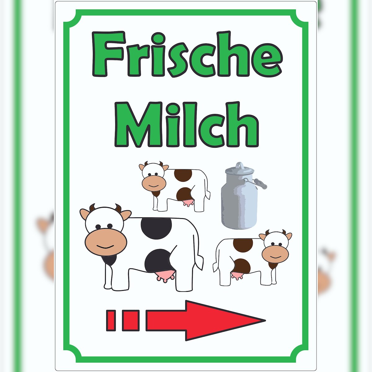 HB-Druck Frische Milch Aufkleber Hochkant mit Pfeil rechts A8 (52x74mm) Image